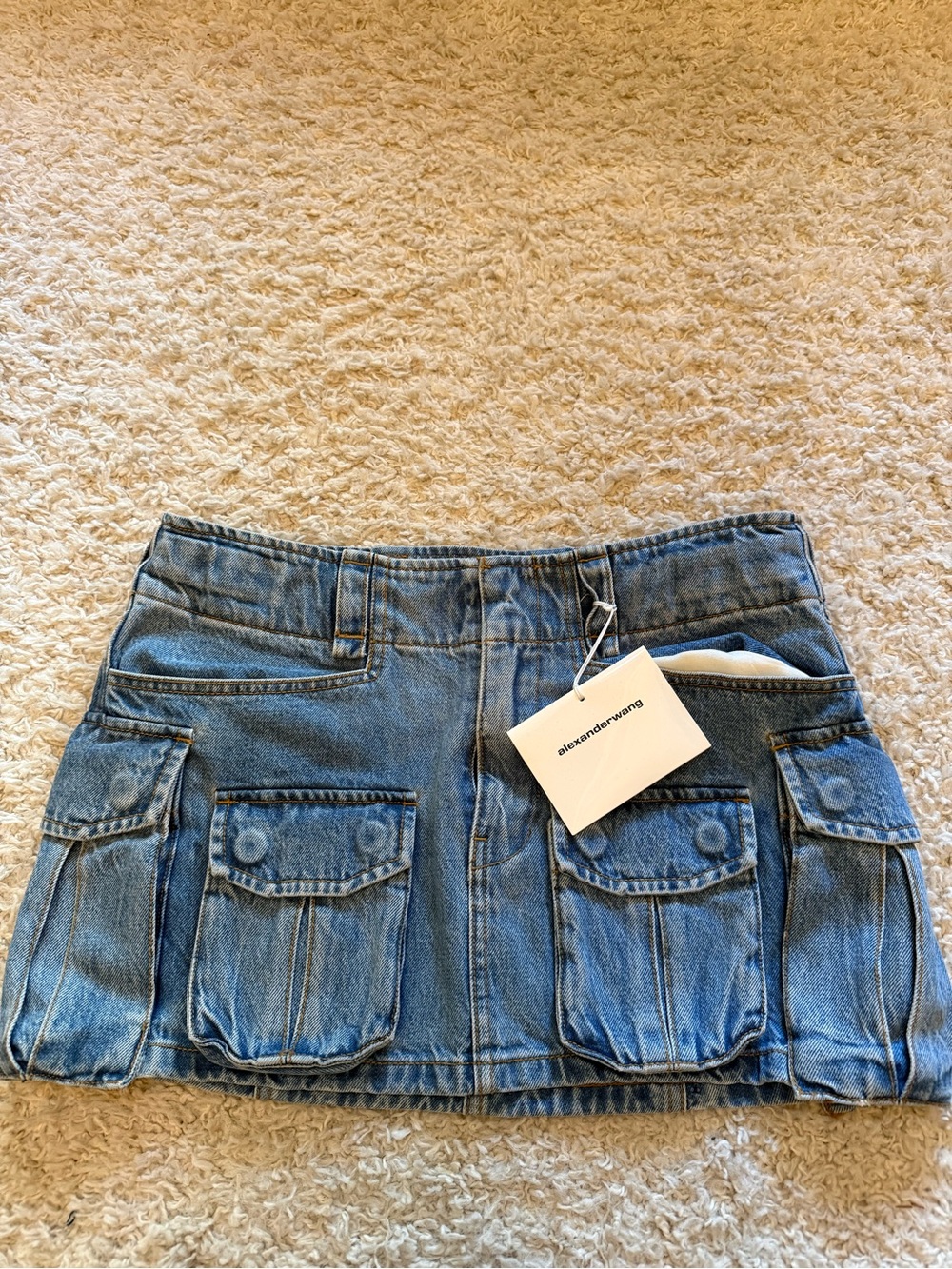 Alexander Wang Denim Cargo Pocket Mini Skirt - Blue